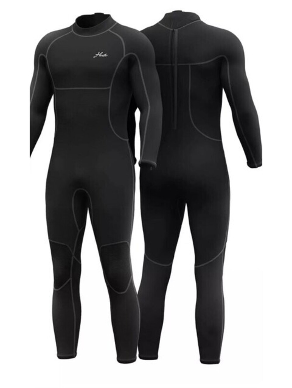 Hevto Men Wetsuits 3/2mm Neoprene Wet Suit Back Front Zip Size S Black